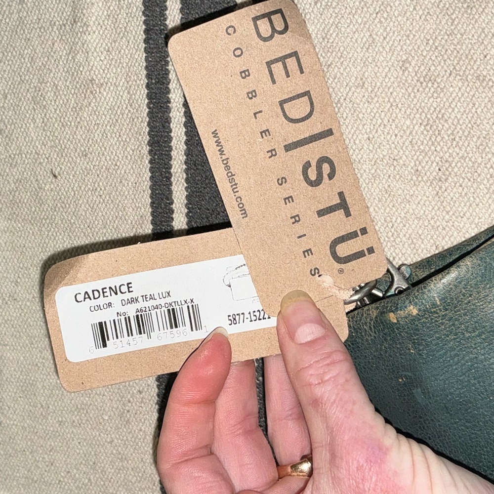 NWT Bed Stu Leather Cadence Wallet Wristlet Crossbody Bag Dark Teal Lux MSRP 175 - Picture 3 of 14